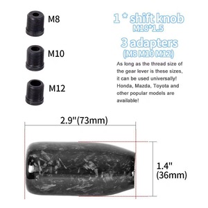 Geschmiedeter Carbon-Schaltknauf, universell passend für manuelle Autoschaltungen, <span class=keywords><strong>Gold</strong></span>-Rot-Flakes mit M8 M10 M12 Adaptern, Aluminiumkern - Product Image 6