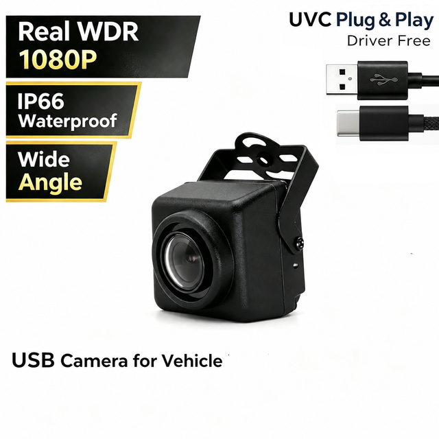 1080P USB Type-C Industrial Camera WDR IP66 Waterproof Wtih MIC IR-CUT 160degree Wide Angle for Truck Bus and Commercial Vehicle