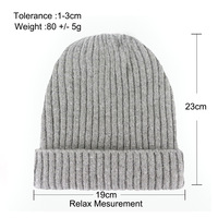 Vente en gros de chapeau chaud personnalisé Chapeau tricoté à bride filetée à plaque lisse minimaliste Chapeau chaud d'hiver avec filetage