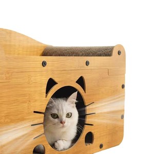 Cat Scratching Post Rectangle Multifunctional Cat House <b>With</b> Catnip For Small Cats - Product Image 2