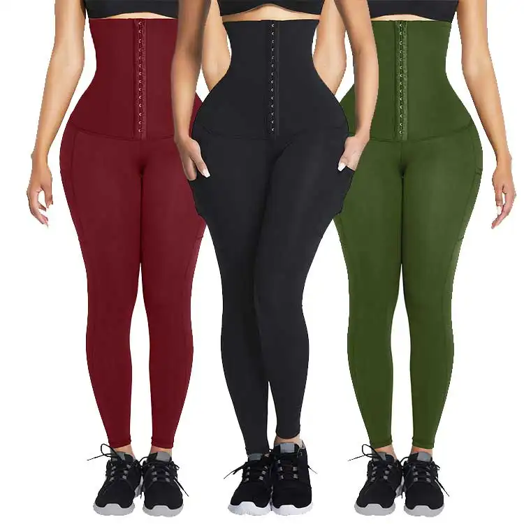 Hexin all'ingrosso vita trimmer collant a vita alta leggings con allenatore in vita con cinturini alla coscia leggings shapewear per le donne