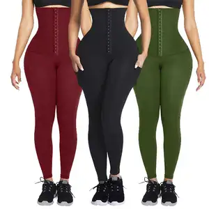 Hexin vente en gros taille-taille haute collants leggings avec taille formateur avec cuisses lanières shapewear leggings pour femmes