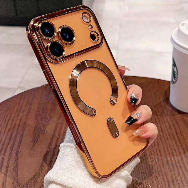 Transparent Tpu Electroplated Shockproof Magnetic Safes Mobile Phone Cases for Iphone 17 16 15 14 13 Pro Max