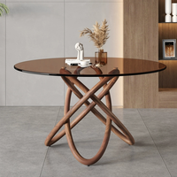 Ensemble de table à manger extensible au design moderne Table à manger simple avec pieds en verre trempé et en bois massif Caractéristiques extensibles