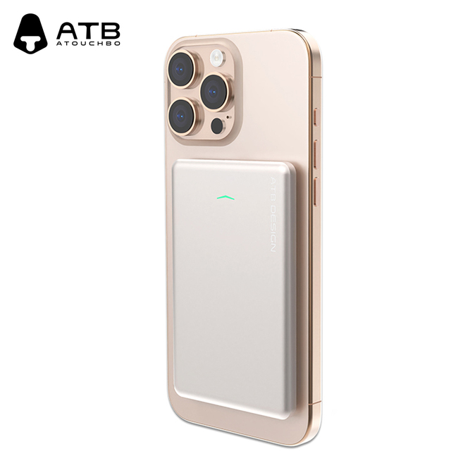 ATB Ultra-thin Custom logo 5000mah Powerbank Metal 15W Wireless Magnetic Power Bank for iPhone 17