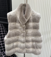 Gilet en fourrure de vison véritable pour femme, sans manches, vêtement d'extérieur chaud pour l'hiver