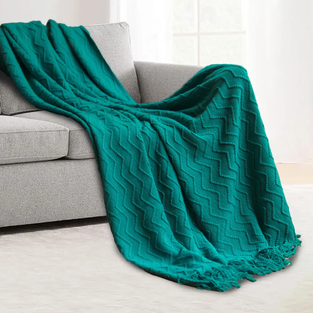 NEW Super Soft Acrylic Textured Solid Decorative Throw Lightweight Knitted Blanket For Bed And Sofa