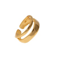 Doppelschichtiger Geometrischer Offener Ring mit Verstellbarer Größe, Vintage Cluster-Ringe, Unisex Edelstahl 18K Vergoldeter Breiter Bandring