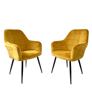 <span class=keywords><strong>Fauteuil</strong></span> de salle à manger <span class=keywords><strong>scandinave</strong></span> de luxe en <span class=keywords><strong>velours</strong></span> capitonné avec siège rembourré et base en métal – Meuble d'appoint très prisé pour la maison - Product Image 2