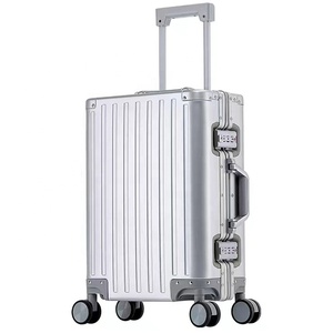 Ensemble de bagages personnalisé léger en aluminium moderne avec cadre entièrement métallique, roulettes pivotantes à 8 roues, serrure TSA, valises de voyage à roulettes 20 24 26 28 pouces - Product Image 1
