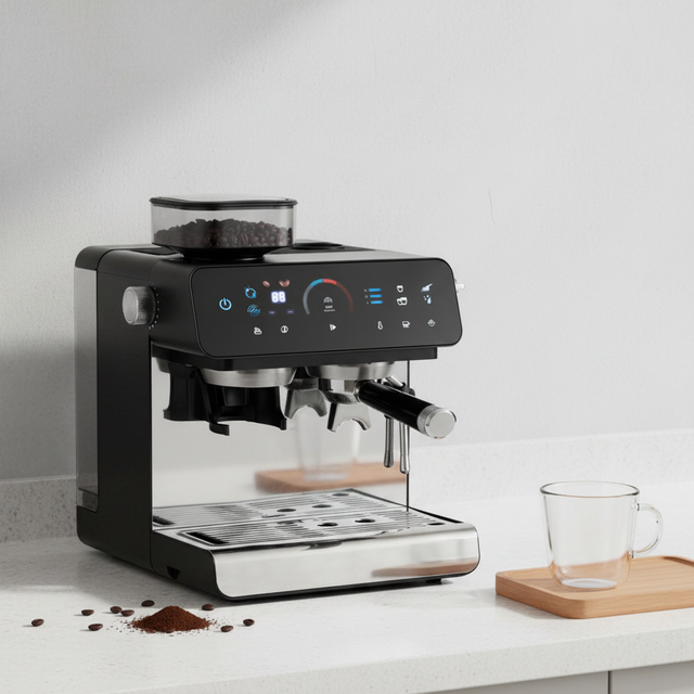 Touch Screen Electric Semi-Automatic Coffee Machine PID Intelligent Temperature Control 20 Bar Pressure Safety Pressure Hotel