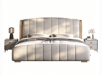 Lit de Luxe Minimaliste en Cuir Italien Inclinable avec Rangement Intégré pour Chambre Parentale – Vente en Gros Usine
