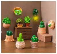 Lot miniature mixte dessin animé micro plantes de cactus artificielles résine figurines de jardin statue avec ornement de paysage de désert succulent
