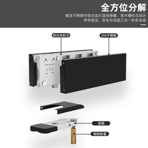 Kaishengxi Charnière de sol sans perçage pour porte en verre sans cadre, capacité 100 kg, taille extérieure 190 mm - Product Image 4