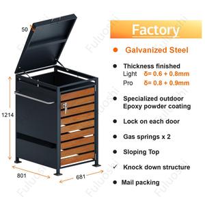 Galvanized Steel 240L Outdoor Wheelie <strong>Bin</strong> <strong>Cover</strong> with 3 Door Options Water Resistant Trash Can Storage &amp; Planter - Product Image 2