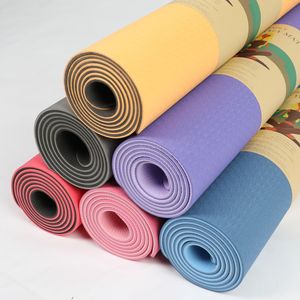 Fabbricazione di fabbrica antiscivolo durevole Tpe Pilates <span class=keywords><strong>viola</strong></span> doppio strato eco-friendly Tpe <span class=keywords><strong>Yoga</strong></span> Mat 6mm - Product Image 5