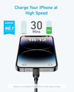 Cable USB C a iOS Anker 310 de 3 pies/6 pies, trenzado de nailon, 8 pines, certificado para la serie 14, 13, 12, A81A5, A81A6, carga de alta velocidad - Product Image 3
