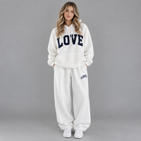 Ensemble 2 pièces personnalisé pour femme, automne-hiver : sweat à capuche oversize épais et pantalon de survêtement ample, style streetwear Y2K