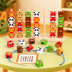 Wooden Vehicles Counting Stacking Math Learning Blocks Balance Scale <b>Educational</b> <b>Toy</b> for Kids 3-6 Years Unisex - Product Image 3