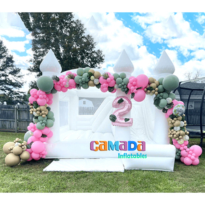 Château gonflable en PVC avec toboggan Maison de rebond blanche pour la fête Videur de mariage gonflable avec toboggan Maison de rebond commerciale - Product Image 5