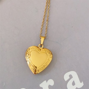 Dainty Stainless Steel Blank Charm Jewelry <b>Frame</b> Photo Picture <b>Memory</b> Heart Locket Pendant Necklace - Product Image 5