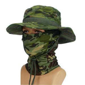 Gorra Balaclava al por mayor para hombre, para escalada y camping, sombrero de pescador de camuflaje para exteriores con cordón, sombrero de pesca tipo cubo con máscara - Product Image 5
