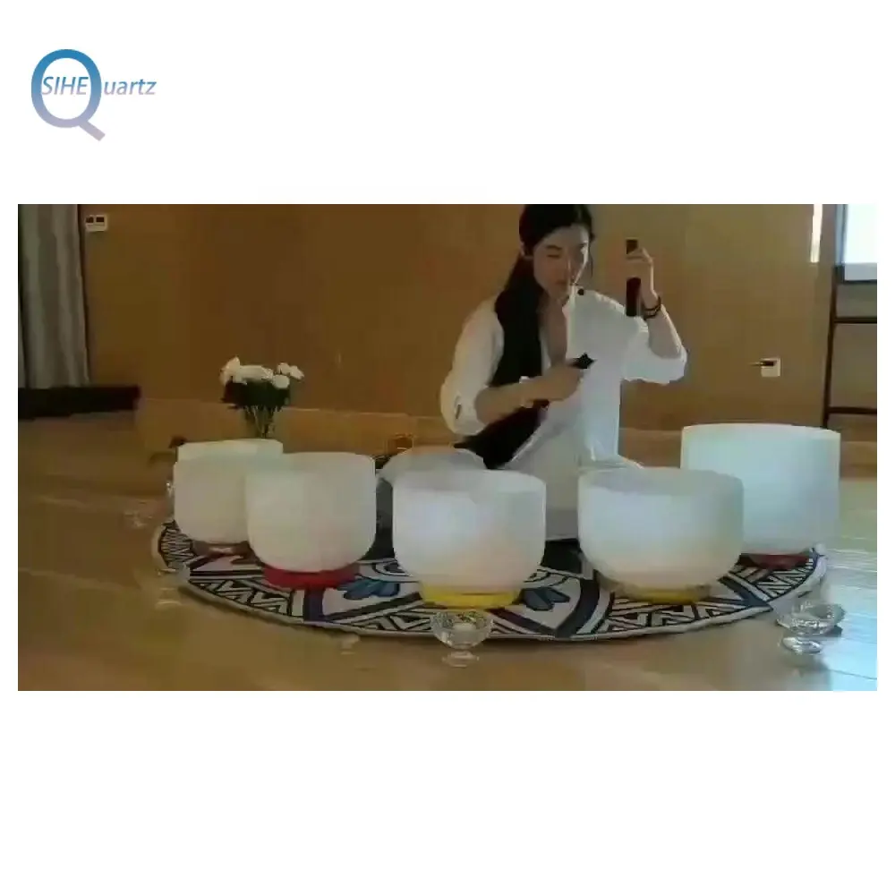 SIHE Factory 99.99% Pure Quartz 432HZ 440hz Frosted Quartz Crystal Singing Bowls Sets Sound Healing Crystal Singing Bowls