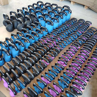 Équipement de fitness, ensemble de kettlebells colorés en fonte revêtue, pour compétition, utilisation personnalisée pour la salle de sport et la maison