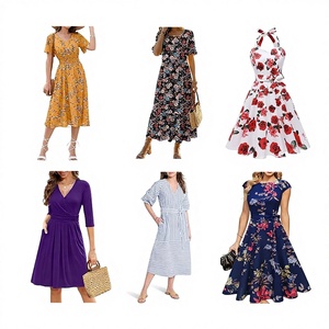 Vestido Mini de Verano para Mujer, de Algodón, a la Moda, Disponible en Stock, Modelo QZ-027, de Guangdong, Proveedor de Dropshipping con Cantidad Mixta - Product Image 1