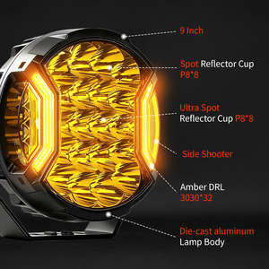 Luces Combinadas 2026 IP68 IP69K de Largo Alcance para 4x4 Todoterreno, Luz Auxiliar de 9 Pulgadas 12V 24V, Luz <span class=keywords><strong>Antiniebla</strong></span> de 9 Pulgadas - Product Image 3