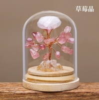 Ornements d'arbre en cristal naturel arbre porte-bonheur jaune souhaitant bouteille arbre de vie décoration de la maison artisanat dessin animé impression forme ovale