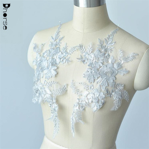 Vendita calda costumi colorati paillettes trasparenti ricamo applicazioni di pizzo da sposa - Product Image 4