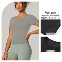 Haut de sport respirant et antibactérien à manches longues pour femme, idéal pour le yoga, la course en extérieur, avec logo frontal – Ensemble