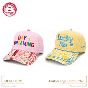 Gorra de béisbol de pana con patchwork, bordado 3D, sarga de algodón, visera estampada, ajustable - Product Image 2