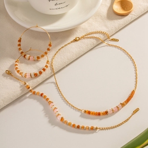 18k镀金不锈钢项链设计愈合天然宝石宝石女性珠宝项链 - Product Image 2