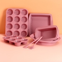 7 pièces trois couleurs Silicone gâteau moule cuisson ensemble d'outils ménage four Toast Biscuit pain pâtisserie Muffin tasse moule