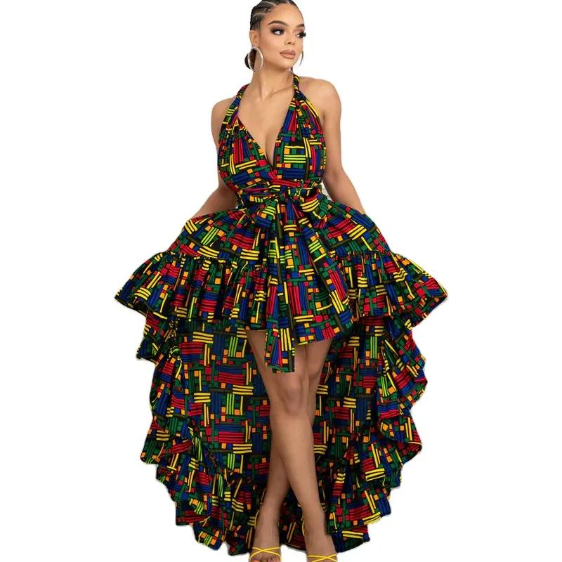 Hot Selling Print Maxi Wax Jurk 100% Katoen Afrikaanse Jurken Voor Vrouwen Afrikaanse Lange Jurk Voor Vrouwen