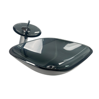 BOWEIYA Lavabo de salle de bain en verre irrégulier de couleur personnalisée avec drain, design moderne, écologique et facile à nettoyer