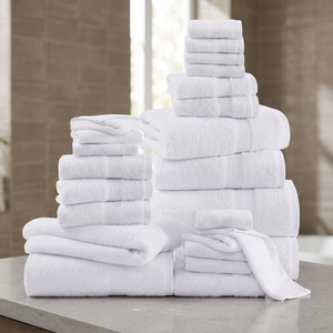 Juego de Toallas de Baño de Algodón Blanco, 12 Piezas, Suaves y Afelpadas, Calidad de Hotel, Esenciales para Spa en Casa - Product Image 1