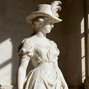 Sculture Eleganti di Donne in Marmo Personalizzate, Sculture di Donne con Cappello in Stile Britannico <span class=keywords><strong>per</strong></span> Decorazioni Esterne - Product Image 2