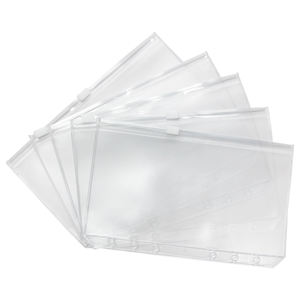 A5 Mattierte PVC-Klarsicht-Budgetmappe 6-Loch Geldtasche Dokumentenorganizer Reißverschluss-Ordner Umschlagtasche Plastik-Einstecktaschen - Product Image 1