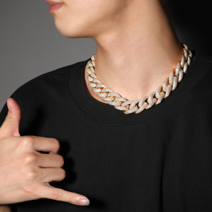 Collar de hombre de moda estilo hip hop europeo americano, nuevo, de 20 mm, con cadena de bambú de cobre incrustado con circonitas, ideal para rap y combinar con todo. - Product Image 3