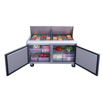 Réfrigérateur de préparation de salades pour restaurant commercial haut de gamme DSP48-18M/12 Porte simple Méga Top Acier inoxydable