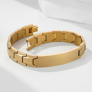Men's 12Mm <b>Brushed</b> Two Tone Stainless Steel Bracelet Gold Silver Geometric Design Gift Jewelry - Product Image 4