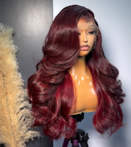 Parrucca Frontale in Pizzo Trasparente 13*4 Senza Colla, Parrucca con Chiusura in Pizzo 9*6 in <span class=keywords><strong>Capelli</strong></span> Veri, 99j 13*6 HD Ombre Borgogna Body Wave, <span class=keywords><strong>Capelli</strong></span> Vietnamiti - Product Image 3
