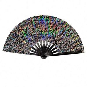 33cm Holographic Rave Hand Fan Clack Handheld Fan for Party Large Folding with Multi Color Festival Fan - Product Image 5