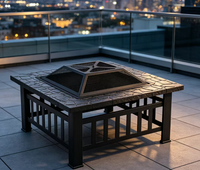 Table de foyer carrée en acier Corten avec contrôle tactile de sécurité pour 3 à 5 personnes, multifonction, pour barbecue extérieur, cuisson de ragoûts et glace
