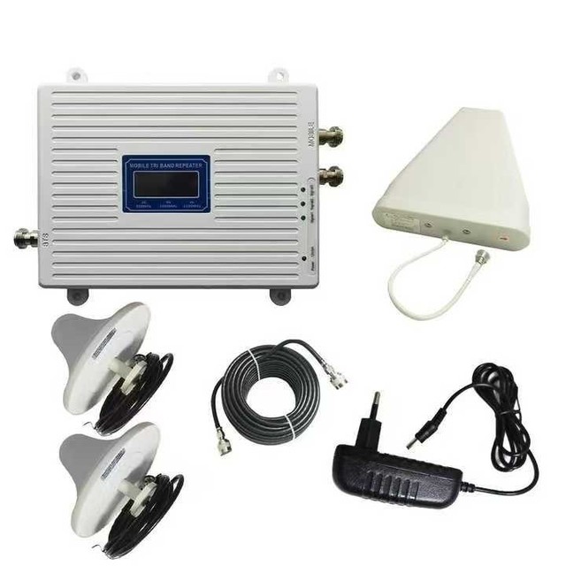 Wholesales Outdoor Tri-Band 900/1800/2100MHz Signal Amplifier Repeater Compatible with GSM 3G 4G Wi-Fi Networks Cell Booster
