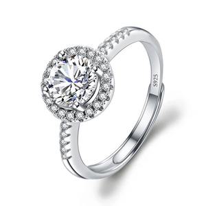 Anel de Zircônia Luxuoso Personalizado por Atacado, Anéis Ajustáveis para Casamento e Noivado, Diamante Barato para Mulheres - Product Image 1