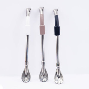 Cuchara para Infusor de té de hojas sueltas de paja de yerba <span class=keywords><strong>mate</strong></span> de acero inoxidable 304 con herramienta de remojo y herramienta de agitación - Product Image 1